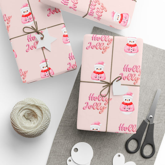 Holly Jolly Pink Wrapping Paper